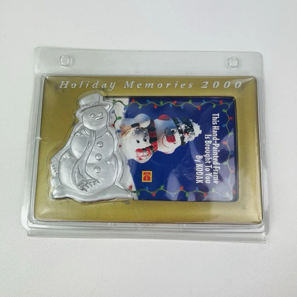 Holiday Memories 2000 Kodak Gold and Silver Snowman Picture Frame